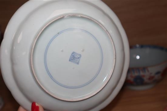 Two Chinese porcelain bowls and saucer and a Japanese dish